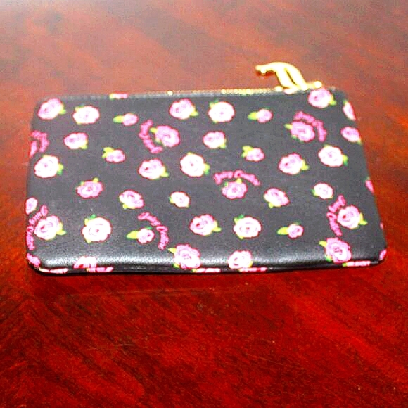 Juicy Couture Black with Pink Roses Cosmetic Case - Picture 4 of 5